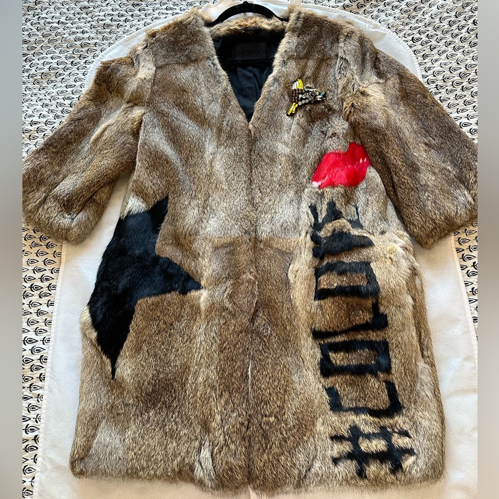 LOVE Binetti Print Fur Coat Size S ARP 1000$